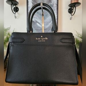 Kate Spade Staci 2 Way Satchel. Black Saffiano Leather. Like New